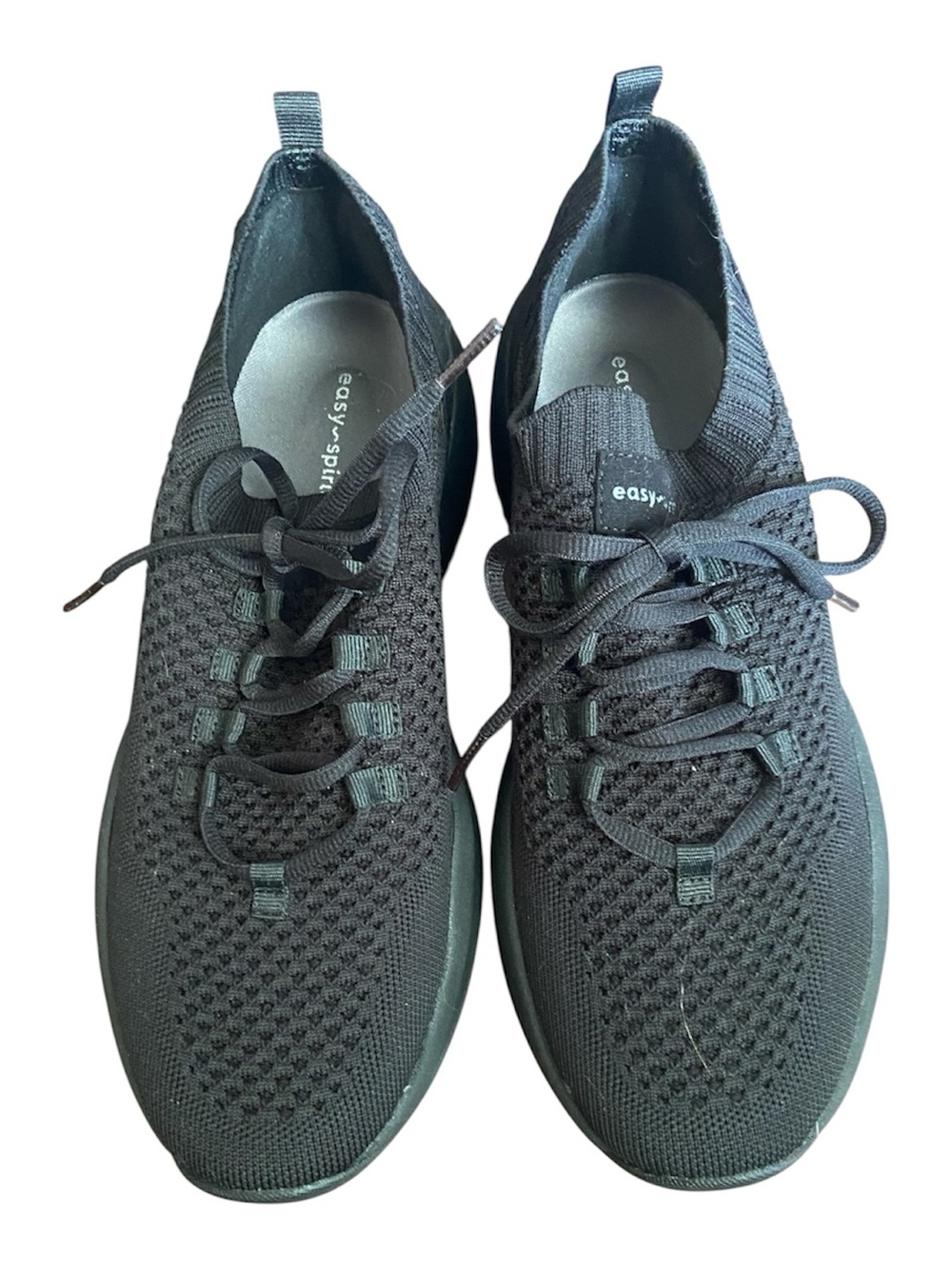 Easy Spirit Woman’s Black Knit Lace-Up Athletic Sneakers